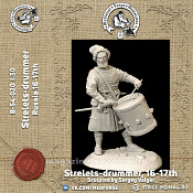 B-54-020 Strelets-drummer, Europe 16-17 th, 54 mm Medieval Forge Miniatures