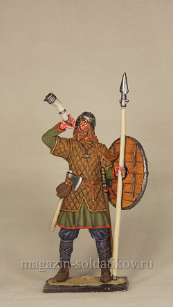 Миниатюра в росписи Викинг с рогом, 9-10 вв., 54 мм, Сибирский партизан.
