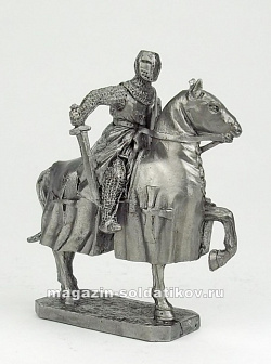 Миниатюра из металла Конный рыцарь Тевтонского ордена, 40 мм (пьютер), Солдатики Публия