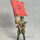 Старшина Красной Армии с полковым знаменем, 1943-45 гг, Красный фронт, 1943-45гг., 54 мм (КФ-007) (КФ-007)