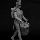 Сборная миниатюра из смолы Барабанщик драгунских полков, Франция 1804-07 (2 головы) 54 мм, Chronos miniatures