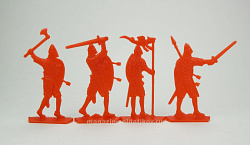 Солдатики из пластика Войско Гарольда Годвинсона, дополнительный набор (4 шт, красный) 52 мм, Солдатики ЛАД