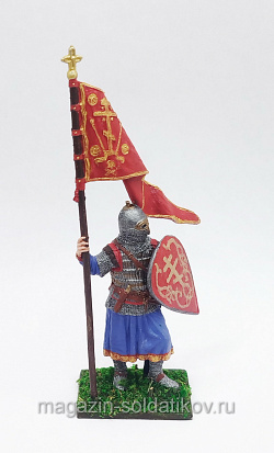 Русский дружинник со стягом, XIII в., XIII век, 54 мм, Soldanir (QF0425) (QF0425)