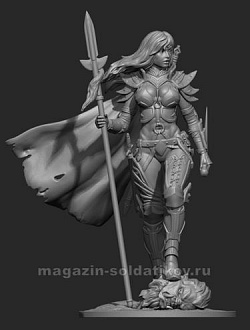 Сборная миниатюра из смолы Female Warrior with Spear, First Legion