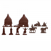 Солдатики из пластика Половецкий стан, Полный комплект (10 шт, коричневый), Воины и битвы - фото