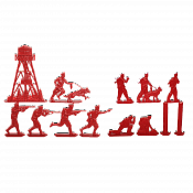 Солдатики из пластика Пограничники. Полный комплект. Серия Граница (13 шт, красный), Воины и битвы - фото