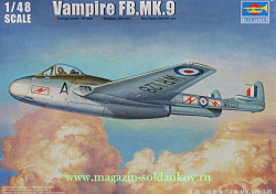 Сборная модель из пластика Самолёт Vampire FB.MK.9 (1:48) Трумпетер