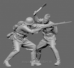 Сборная фигура из смолы Схватка красноармейца с солдатом Вермахта. 1941-42 г., 1:35, SOGA miniatures (SM 3013) (SM 3013)