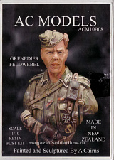 Бюст из смолы ACM10B08 Grenedier Feldwebel, 1/10 AC Models - фото