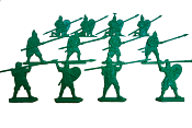 Солдатики из пластика Русская пешая дружина, Большой полк (12 шт, зелёный), Воины и битвы - фото