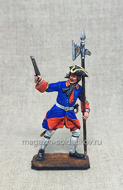 Миниатюра из олова Сержант Семёновского полка, 1709 г., 54 мм, Студия Большой полк (ИЛ2754.11.01.54) (ИЛ2754.11.01.54)