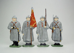 Солдатики из металла окрашенные Красноармейцы, набор из 4 шт в цвете, Иван и Ко