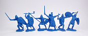 Солдатики из мягкого резиноподобного пластика Англосаксы (набор из 6 фигур, синий пластик), 1:32, Солдатики Публия - фото