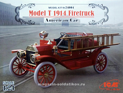 Сборная модель из пластика Model T 1914 Firetruck, американский пожарный автомобиль, 1:24, ICM