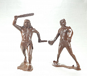 Сборные фигуры из пластика Пещерные люди, набор из 2-х фигур №2 (коричневые, 150 мм) АРК моделс - фото