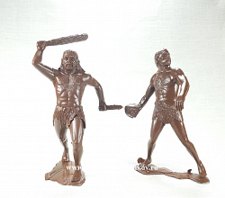 Сборные фигуры из пластика Пещерные люди, набор из 2-х фигур №2 (коричневые, 150 мм) АРК моделс