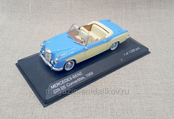 Mercedes-Benz 220 SE Convertible Год 1958 светло-голубой - бежевый 1:43, WhteBox (IXO) (Q307-182) (Q307-182)