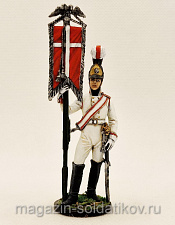 Миниатюра из олова Эстандарт-юнкер Кавалергардского полка со штандартом. Россия, Студия Большой полк - фото