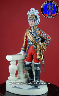 Сборная миниатюра из металла Обер-офицер кавалергард 1763 г , 1:30, Оловянный парад