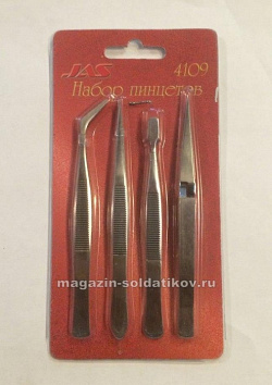 Набор пинцетов, 4 шт, Jas (АЭ-4109) (АЭ-4109)