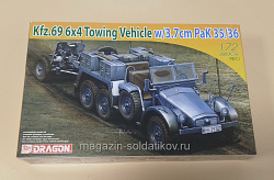 Сборная модель из пластика 7419 Д Тягач Kfz.69 6x4 с пушкой 3,7 см Pak 35/36 (1/72) Dragon - без пушки и инструкции! (Q600-597) (Q600-597 )