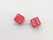 Набор из 2 кубиков D6, 10 мм. Красный с белыми точками в блистере - фото