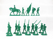 Солдатики из пластика 54-003 Русская линейная пехота на марше (зеленый), 1812, Студия Большой полк - фото