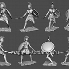 Сборная модель из металла Миры Фэнтези: Спартанская женщина - воин, 75мм, Chronos Miniatures