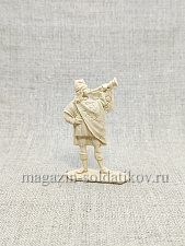 Солдатики из пластика Мирный житель. Герольд с горном (Бежевый), Воины и битвы - фото