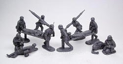 Солдатики из пластика German Medical Team 12 figures in 6 poses (gray), 1:32 ClassicToySoldiers