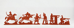 Солдатики из пластика Орбулак, 1643 год. Казахи, часть 1 (6 шт, терракотовый), 52 мм, Солдатики ЛАД