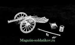 Сборная миниатюра из металла Французская 8-фунтовая пушка, Наполеоника, 28 мм, Berliner Zinnfiguren