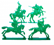 Солдатики из пластика CN087-3 Конные половцы, Выпуск 1, 54 мм (4 шт, зеленый), Воины и битвы - фото