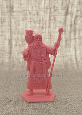 Солдатики из пластика Киевская Русь. Мирный житель. Волхв Будимир с филином (розовый), Воины и битвы - фото