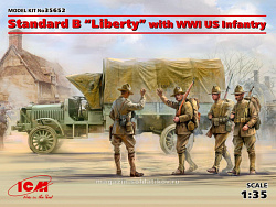 Сборная модель из пластика Стандартный грузовик «Liberty» с пехотой США І МВ (1/35) ICM (35652) (35652)