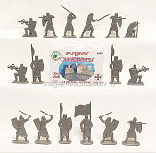 Солдатик из пластика Рыцари-Тамплиеры №2 (16 фигурок, серый) 1:32, Уфимский солдатик - фото