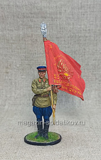 Старший сержант погранвойск НКВД со знаменем, 1939-42 гг. СССР, Красный фронт, 54 мм - фото