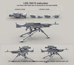 Аксессуары из смолы Пулемёт M240B 7.62мм на треножном станке M122 1:35, Live Resin