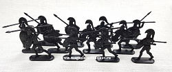 Солдатики из пластика Воины древней Эллады, набор №1 (12 шт, черный) 52 мм, Солдатики ЛАД