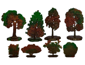 Солдатики из пластика Деревья и кусты, 8 шт., Осень 3, зелёно-коричневый, Воины и битвы - фото