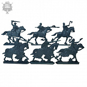 Солдатики из пластика Конные сержанты. (6 шт., пластик, синий металлик), Воины и битвы - фото