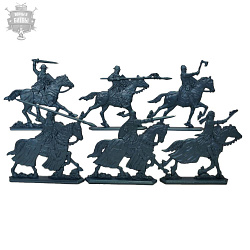 Солдатики из пластика Конные сержанты. (6 шт., пластик, синий металлик), Воины и битвы