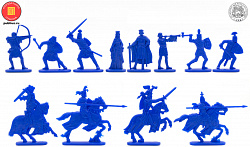 Солдатики из пластика Рыцарский турнир, набор в коробке (12 шт, синий) 52 мм, Солдатики ЛАД