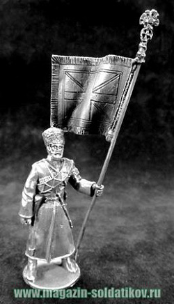 Миниатюра из металла AG 062 Фигура пешая «Знаменосец казачьего конвоя его императорского величия», чернение 54 мм Ages