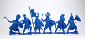 Солдатики из мягкого резиноподобного пластика Германские рыцари - 2 (миннезингеры) синий цвет, н 6 шт, 1:32, Солдатики Публия - фото