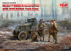 Сборная модель из пластика 35670 Бронеавтомобиль Model T RNAS с британским танковым с экипажем I МВ (1/35) ICM