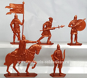 Солдатики из пластика Ледовое побоище. Русская дружина, 54 мм (5 шт, медный), Воины и битвы - фото