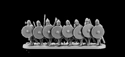 Сборная миниатюра из смолы Викинги, набор №10 (viking shieldwall), 8 фигур, 28 мм, V&V miniatures