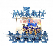 Игровой состав набора: Пехота армии Карла XII (8+12 шт, голубой металлик) 52 мм, Солдатики ЛАД