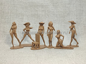 Солдатики из мягкого резиноподобного пластика Cowgirls (коричневые, 6 фигур) 1/32 TNSold - фото